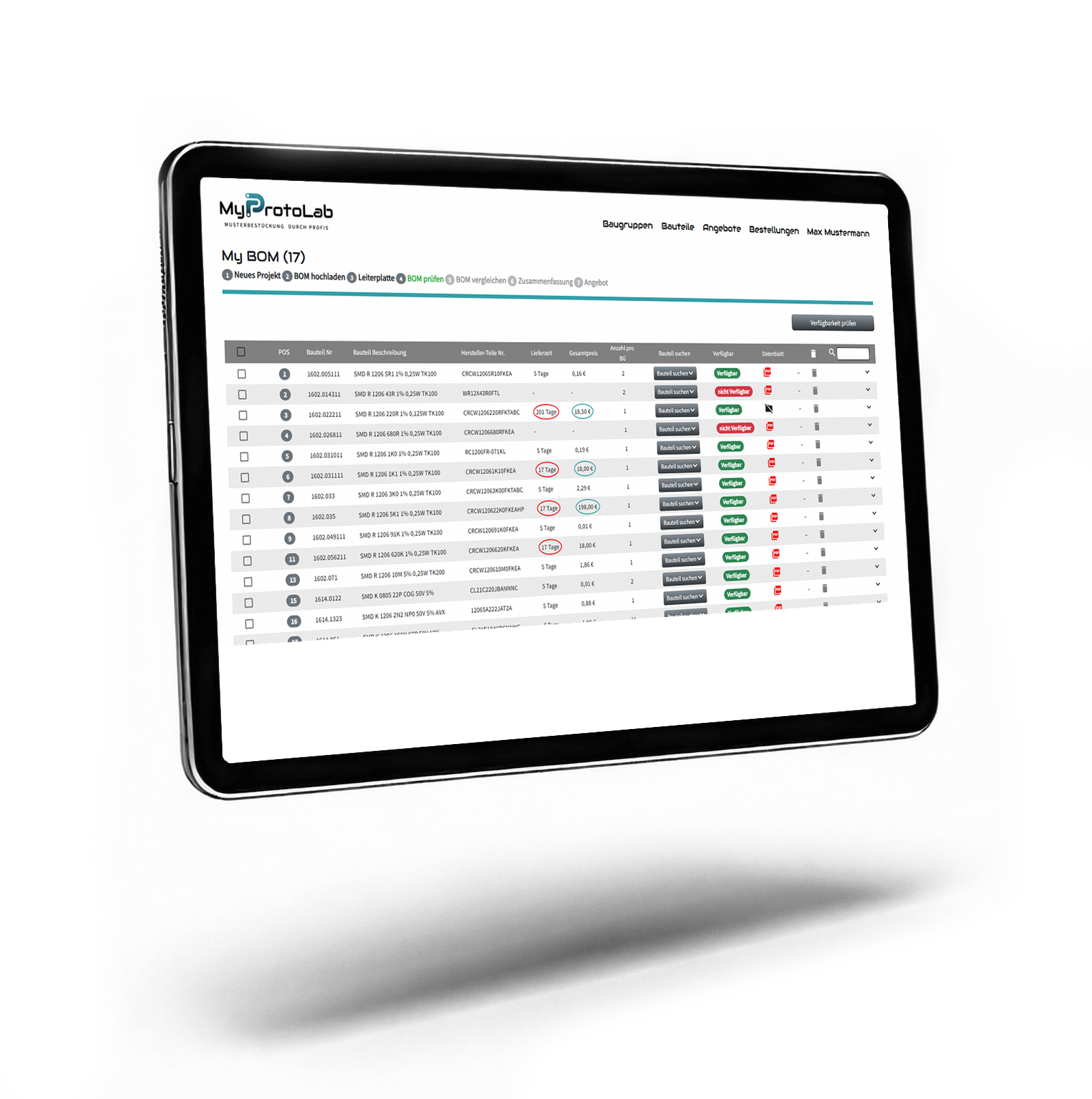 Prototypen Bestückung kalkulieren